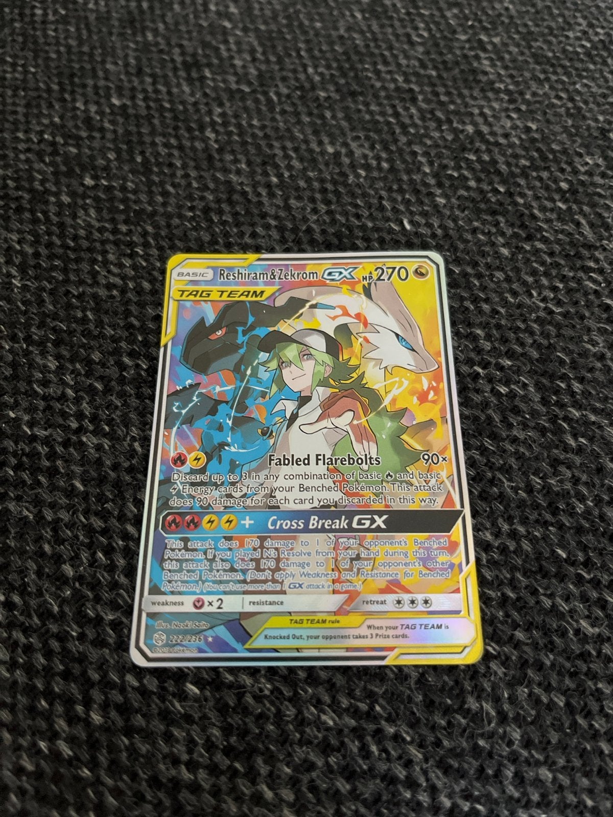 Reshiram & Zekrom GX Pokémon kaart - Tag Team, Verzenden, Zo goed als nieuw, Losse kaart, Foil