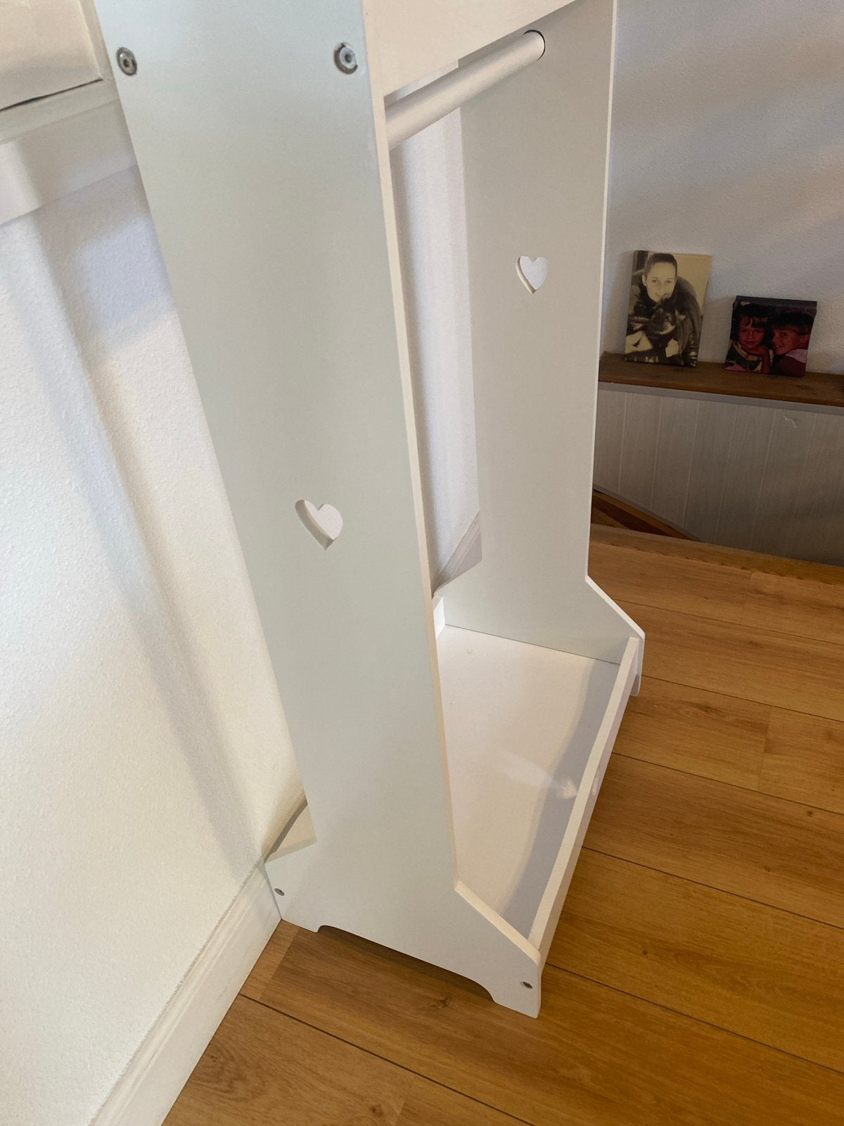 Witte Kinderkapstok met Hartjes - Hout, Gebruikt, 100 tot 150 cm, Ophalen of Verzenden, Kinderkapstok
