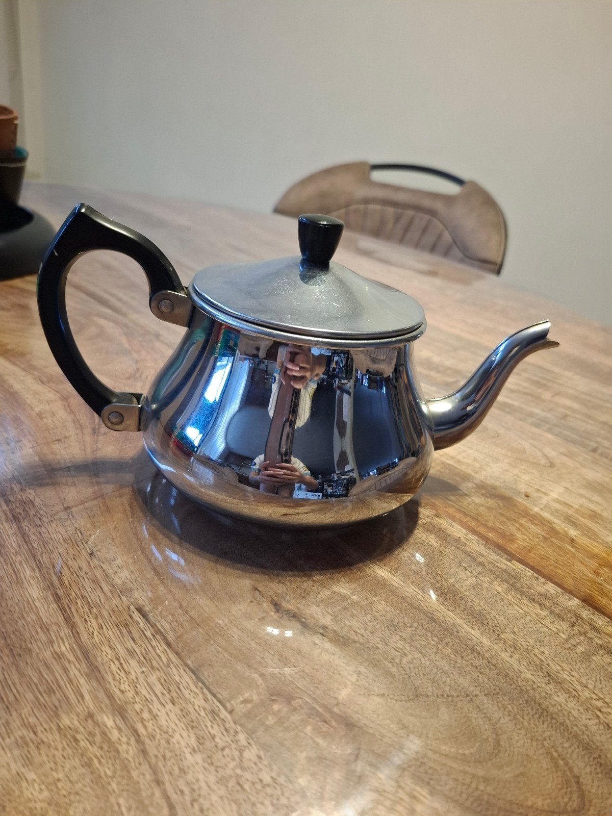 Vintage Bredemeijer Theepot, Theepot/fluitketel, Gebruikt, Bredemeijer, Zilver
