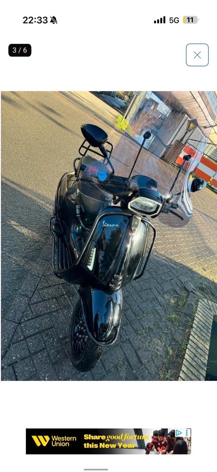 Zwarte Vespa Sprint 2022 - Goed onderhouden en compleet, Gebruikt, Overige modellen, Maximaal 45 km/u, Ophalen of Verzenden