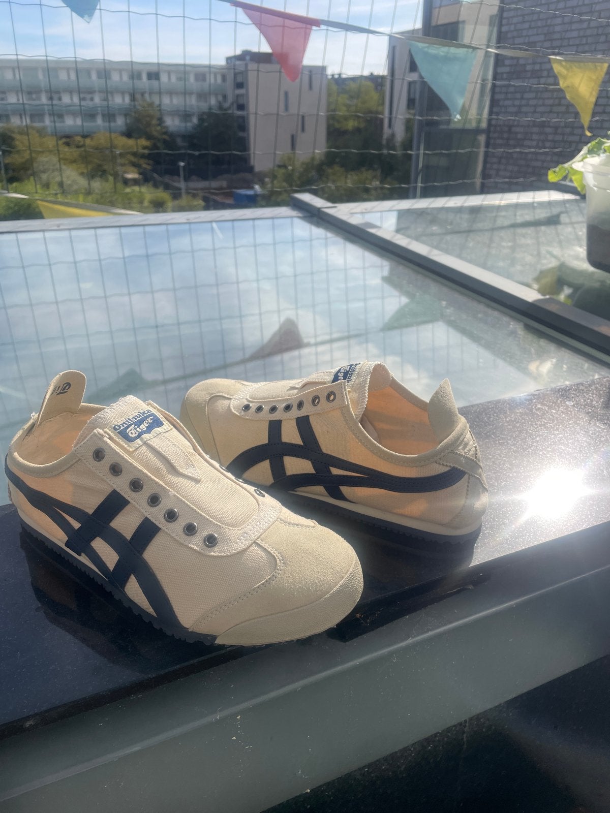 Asics Onitsuka Tiger Sneakers Wit/Blauw Maat 41,5, Kleding | Heren, Ophalen of Verzenden, Nieuw, Wit, Sneakers of Gympen