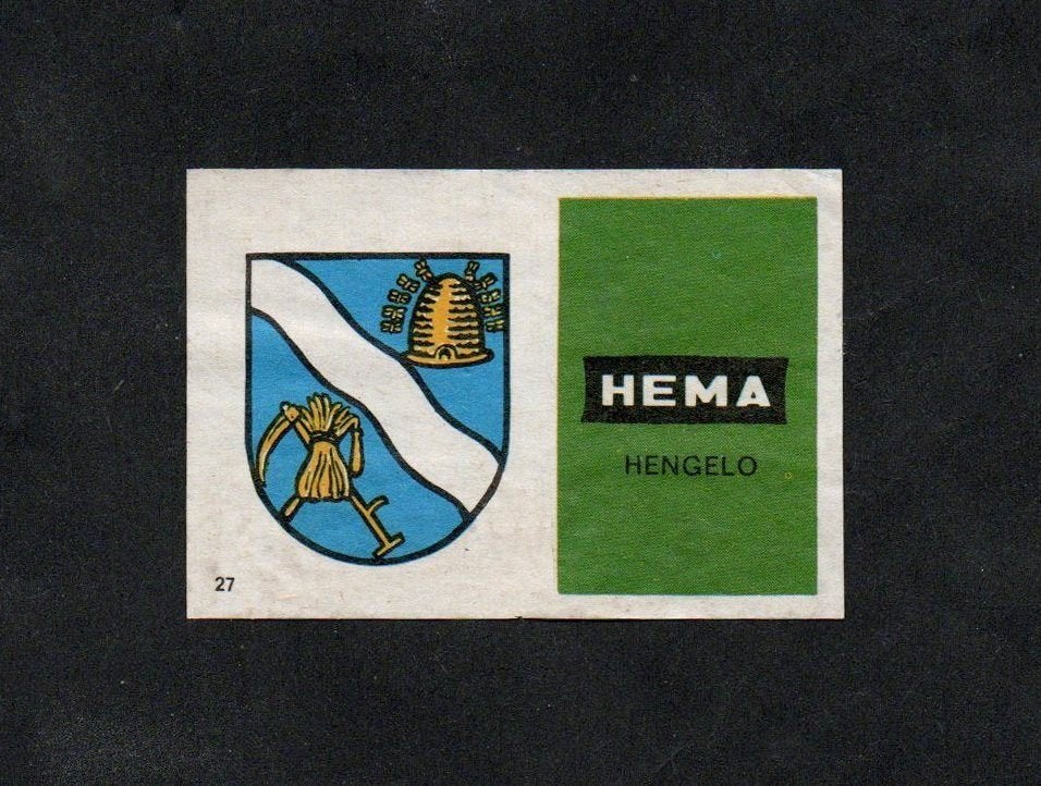 Etiket Wapen Hengelo Bijen Honingkorf., Ophalen of Verzenden, Zo goed als nieuw