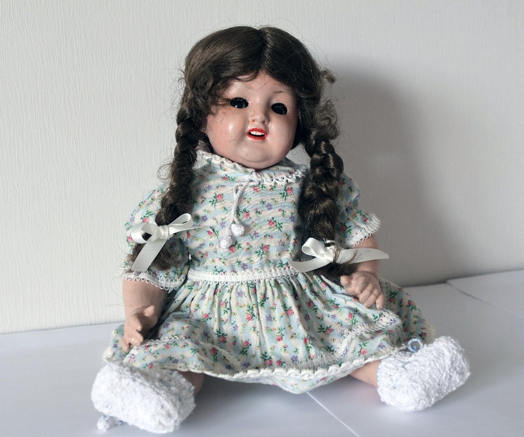 Oud popje met slaapogen 39 cm., Verzamelen, Ophalen of Verzenden, Gebruikt, Pop
