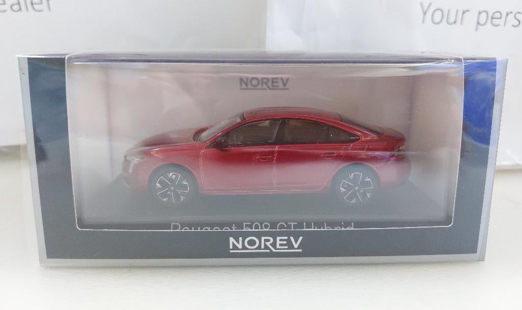 Norev 1:43 Peugeot 508 GT Hybrid 2023 Elixir rood nieuw, Ophalen of Verzenden, Nieuw, Auto, Norev