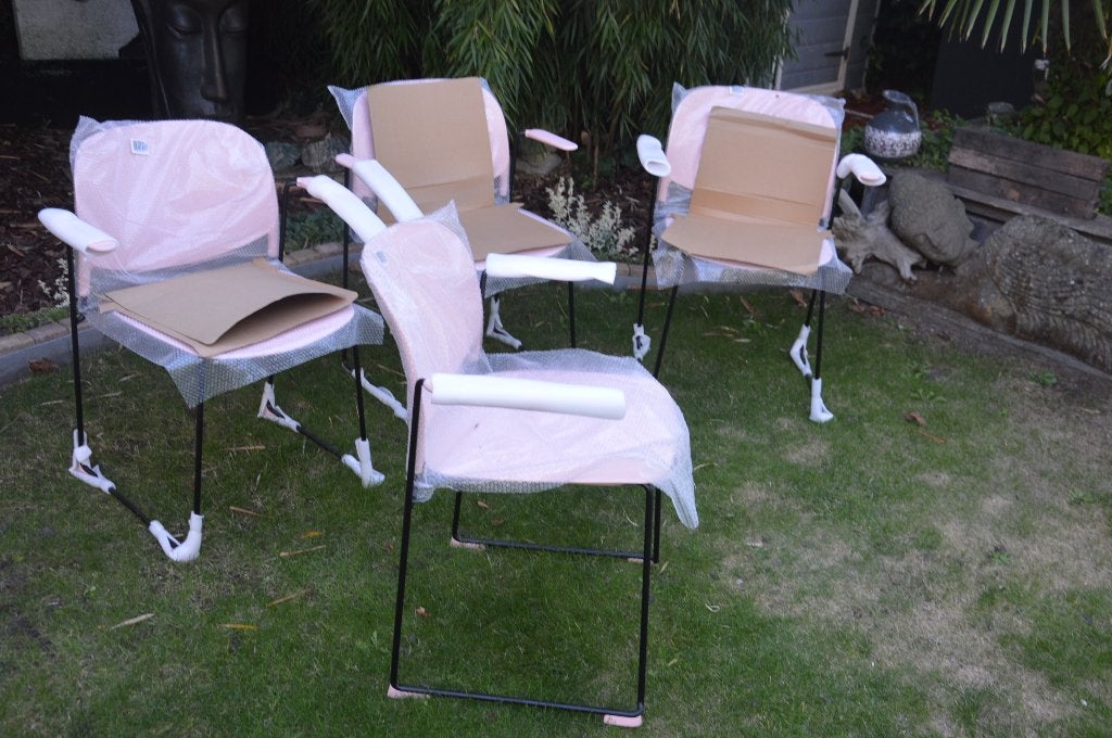4 stuks Sticks roze EETKAMERSTOELEN met armleuning NIEUW!, Huis en Inrichting, Stoelen, Ophalen, Overige kleuren, Nieuw, Vier