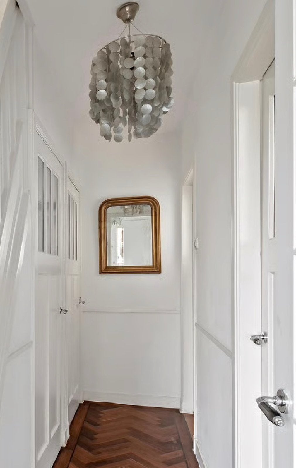Unieke schelpenlamp 2x - Hanglamp Ibiza stijl, Ophalen of Verzenden, Zo goed als nieuw, Natuurlijk materiaal, Overige fittingen