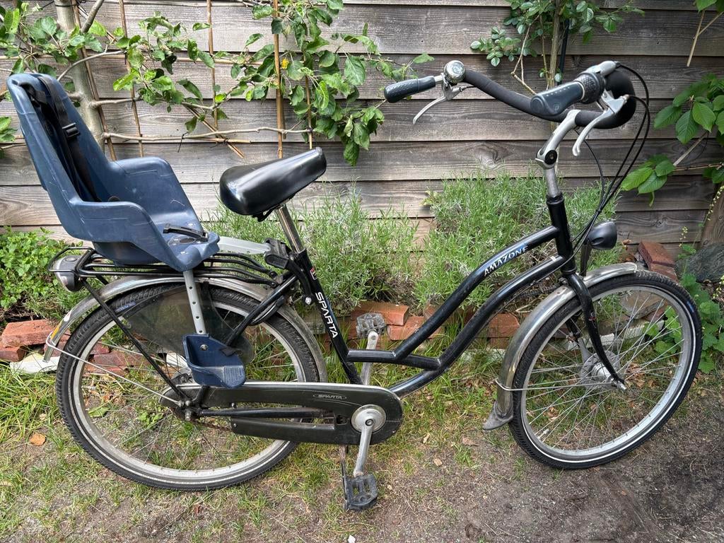 Sparta Amazone damesfiets / moederfiets met kinderzitje, Ophalen, 1 zitje, Gebruikt, Sparta