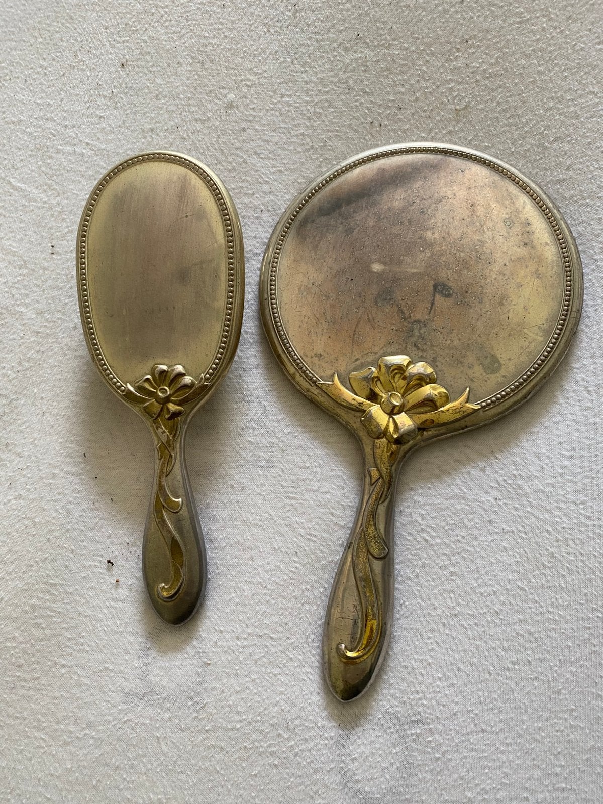 Vintage silverplate Spiegel en Borstel., Ophalen of Verzenden