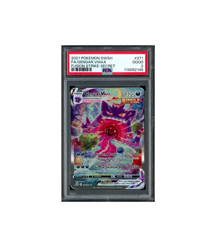 Pokemon Gengar VMAX Fusion Strike Alt Full Art #271 PSA 2, Ophalen of Verzenden, Zo goed als nieuw, Losse kaart, Foil