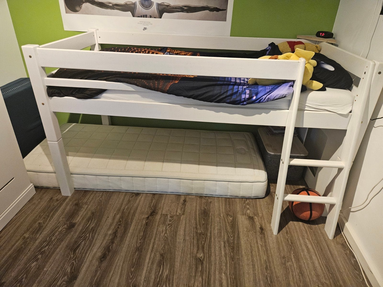 Witte halfhoogslaper met matras, Huis en Inrichting, Ophalen, Gebruikt, 90 cm, Eenpersoons