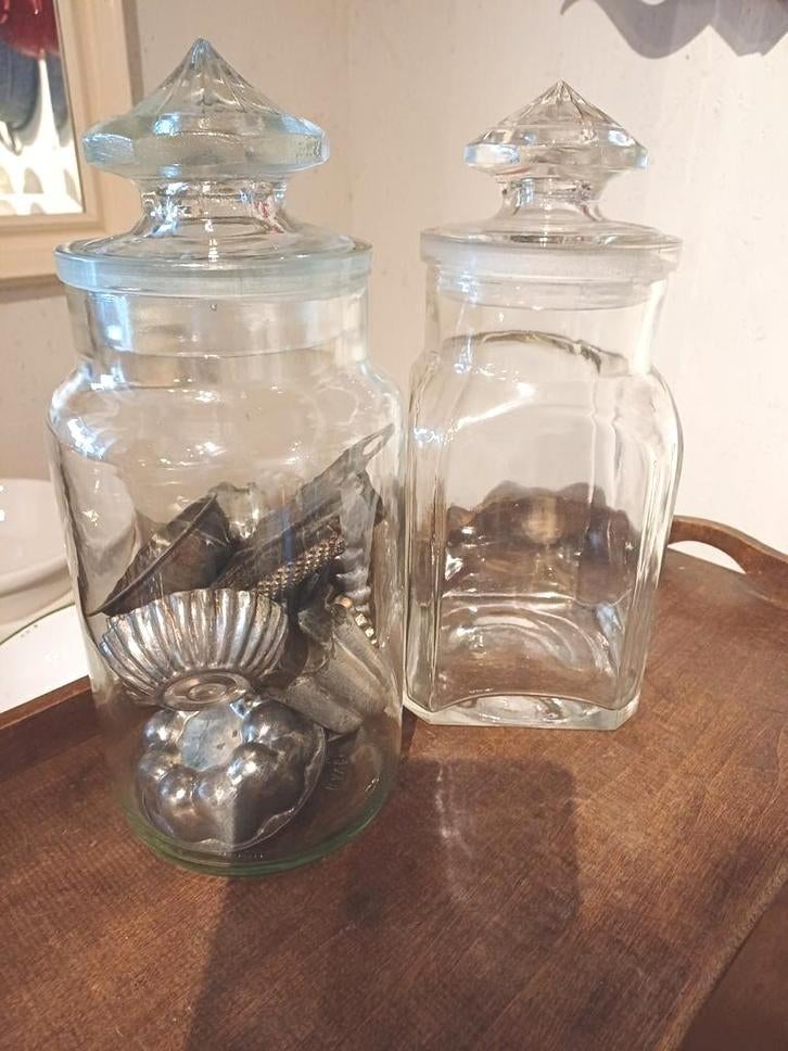 Brocante Glazen Handgeblazen Winkel potten.., Ophalen of Verzenden