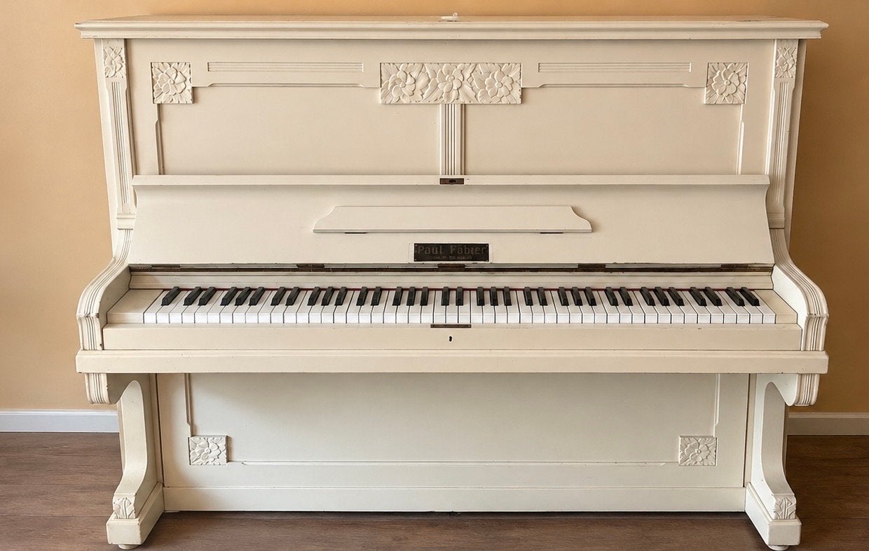 Piano op te halen in Utrecht - Paul Faber, Muziek en Instrumenten, Ophalen, Gebruikt, Wit, Piano