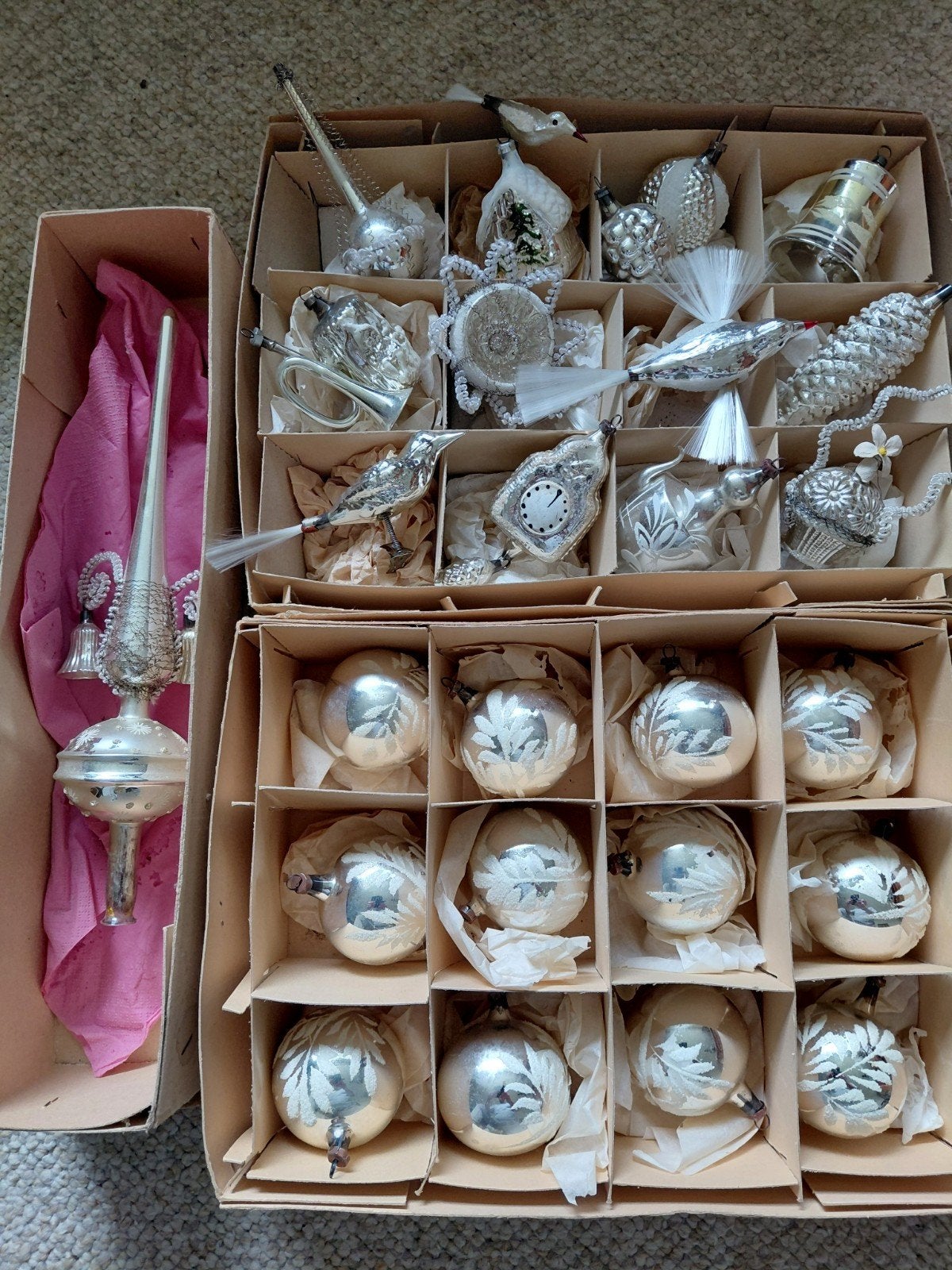 oude antieke zilveren kerstballen kerstdecoratie, Diversen, Kerst, Ophalen of Verzenden
