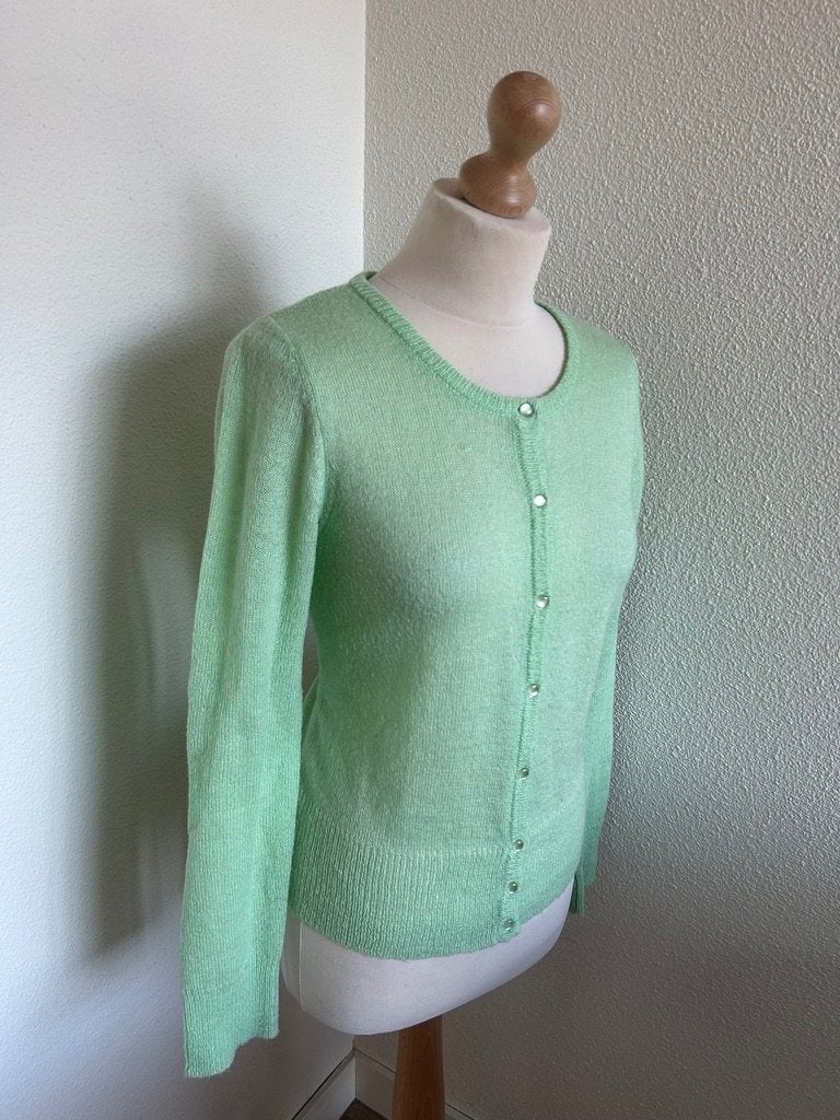 King Louie maat L mintgroen cardigan vestje 1897, Maat 42/44 (L), Ophalen of Verzenden, Zo goed als nieuw, King Louie