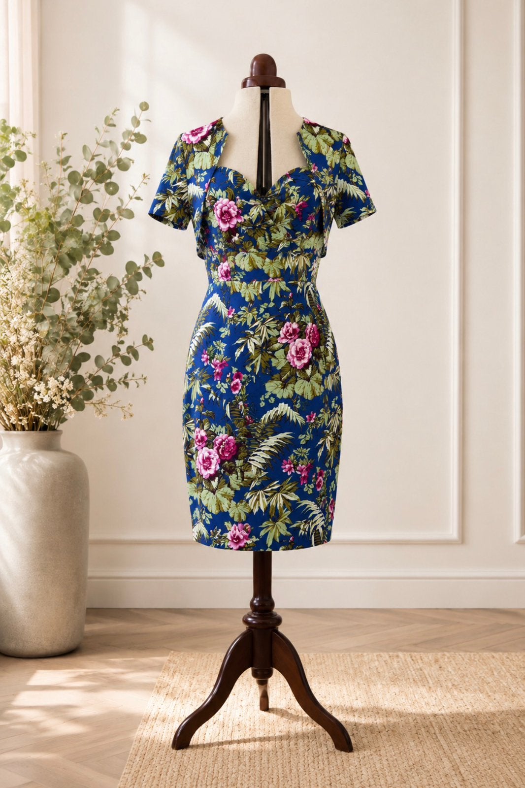 Lindy Bop retro "Zsa Zsa" Tropical 50s dress  + bolero, Kleding | Dames, Jurken, Blauw, Maat 42/44 (L), Ophalen of Verzenden, Zo goed als nieuw