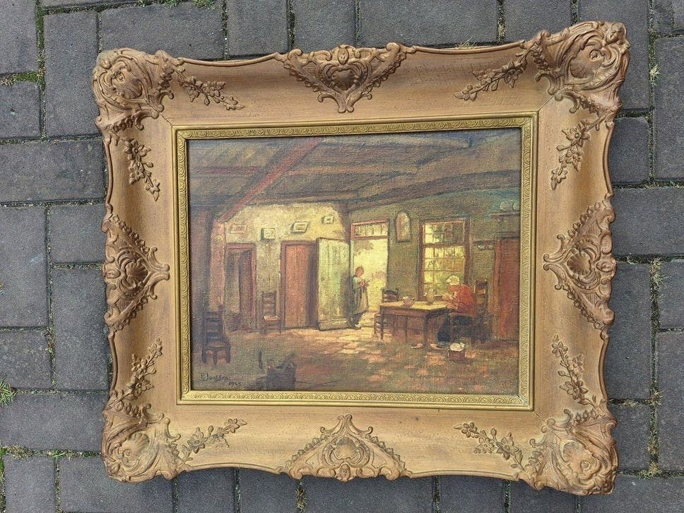 Schilderij, Boerderij, P. Janssen / Pierre Janssen, 1945, Ophalen