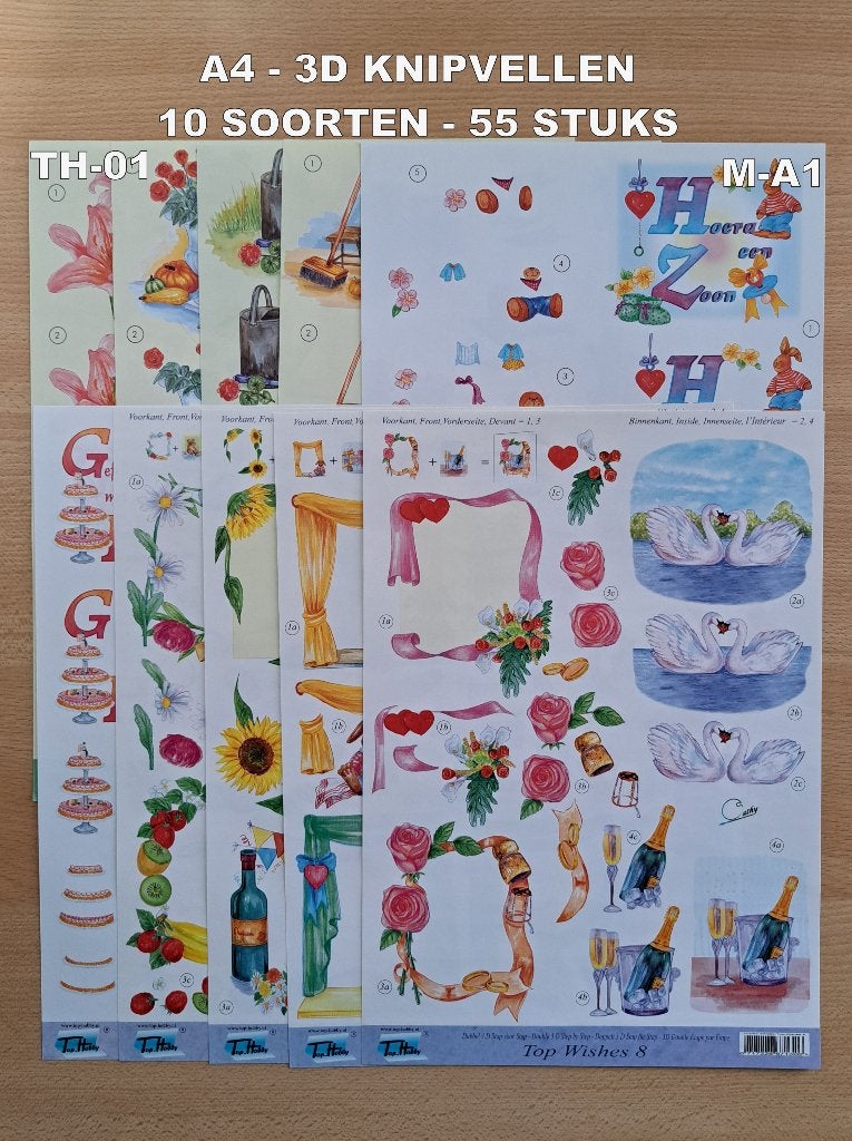 49...A4-3D KNIPVELLEN 20 SOORTEN-157 VELLEN ASSORTI, Ophalen of Verzenden, Nieuw, Meerdere plaatjes