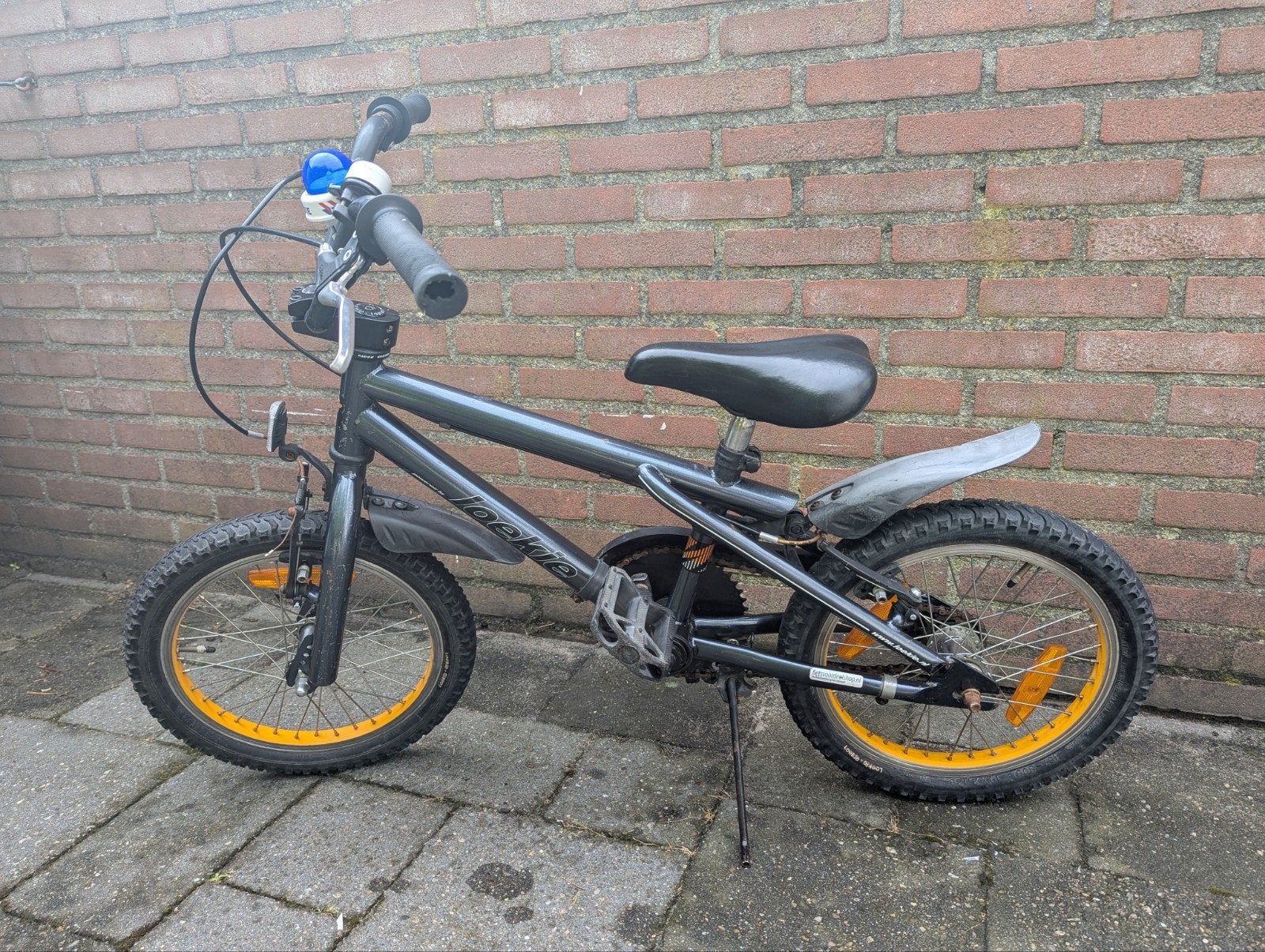 Loekie kinderfiets 16 inch - Grijs/Oranje, Ophalen, Terugtraprem, Loekie, 16 tot 20 inch
