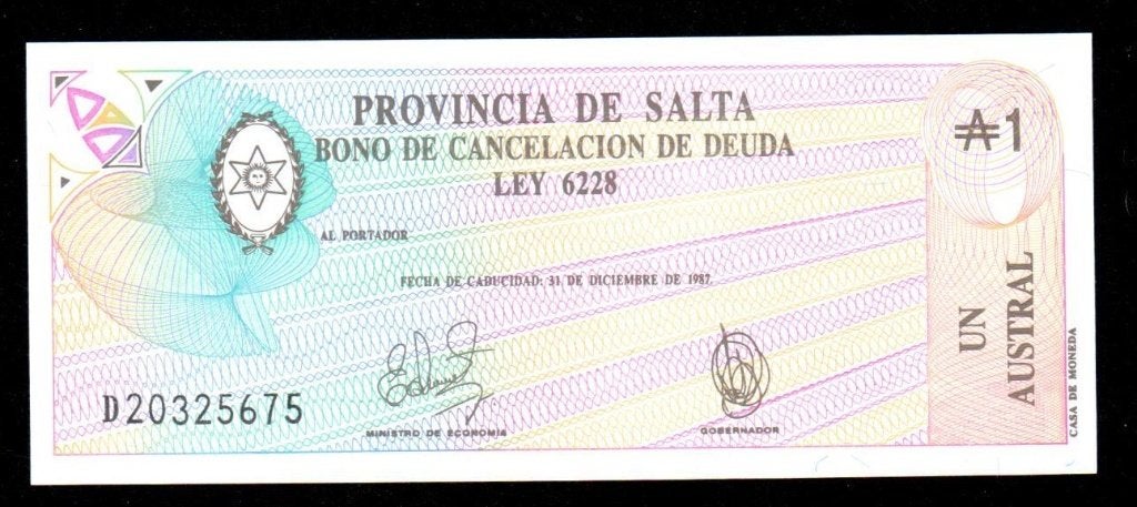 Bankbiljet - Argentinië 1 Austral 1987 - Salta - UNC., Postzegels en Munten, Bankbiljetten | Amerika, Ophalen of Verzenden, Zuid-Amerika