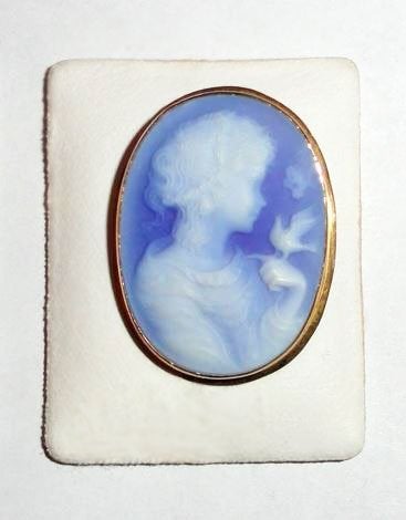 Broche Camee Blauw Goud 18K, Minder dan 4 cm, Nieuw, Goud, Verzenden