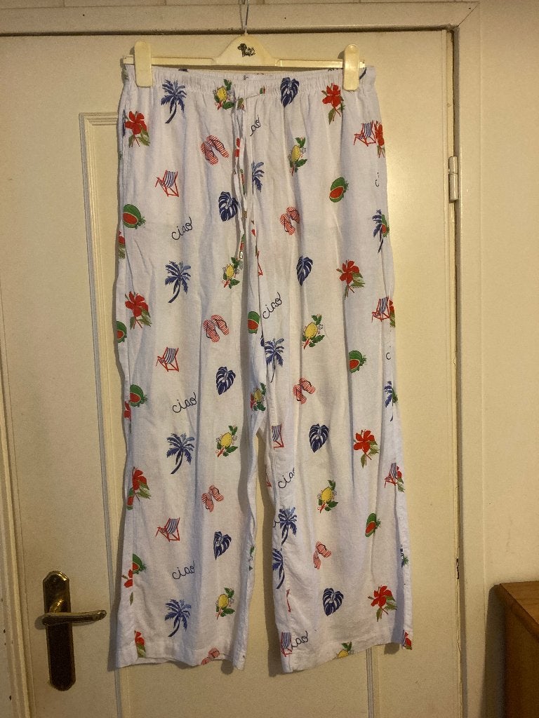 Zomerse witte linnen viscose broek van C&C California, mt L, Verzenden, Wit, Maat 42/44 (L), Zo goed als nieuw