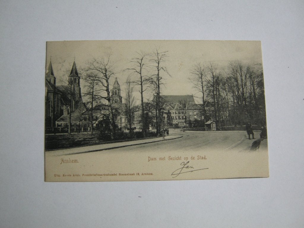 Ansichtkaarten Nederland, TC 9-64 Arnhem, Dam met gez. o/dSt, Ophalen of Verzenden, Voor 1920, Gelopen, Gelderland