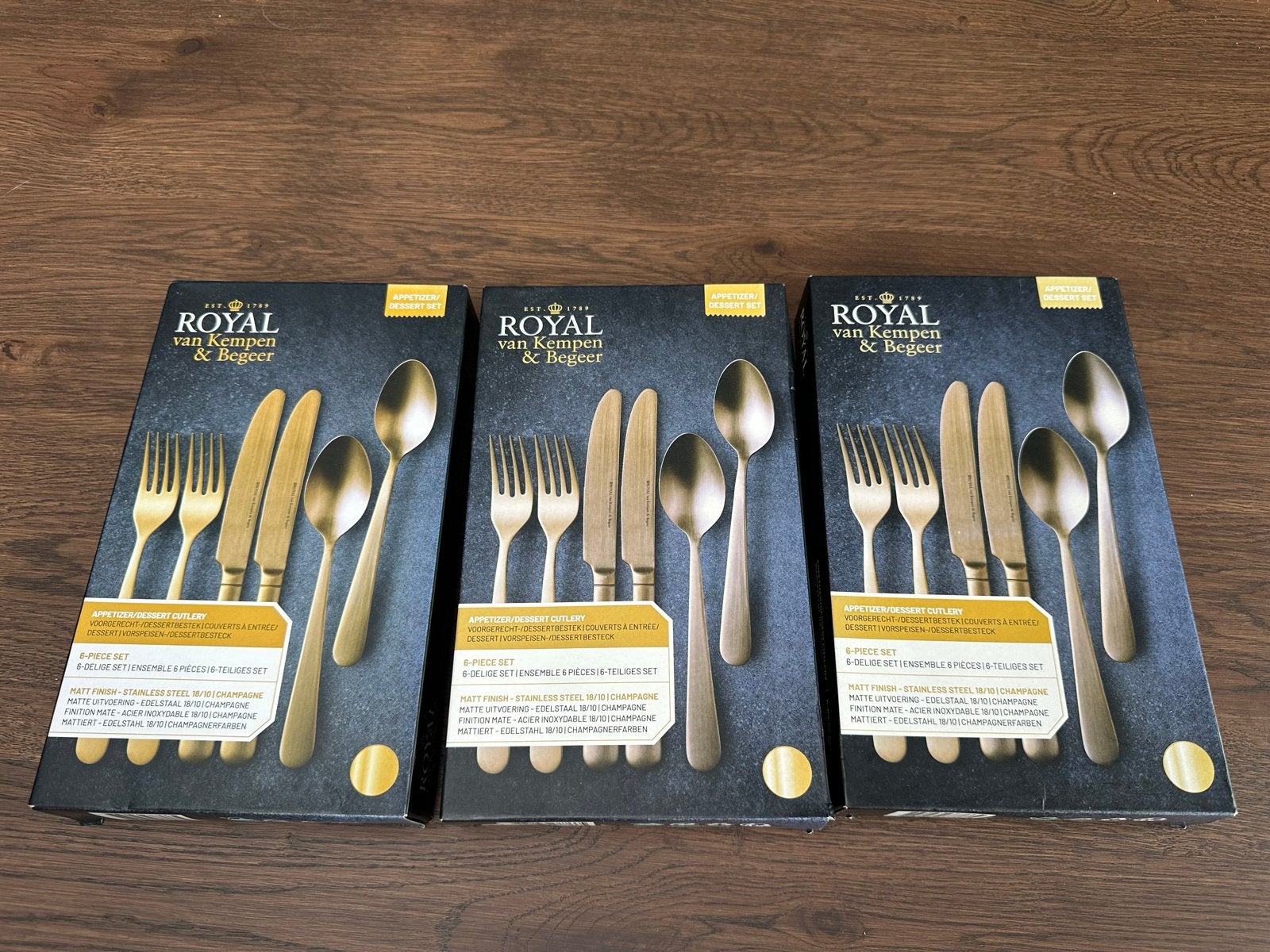 3x Royal van Kempen & Begeer Bestekset - Champagne - Nieuw, Huis en Inrichting, Royal Van Kempen & Begeer, Bestekset, Nieuw, Ophalen of Verzenden