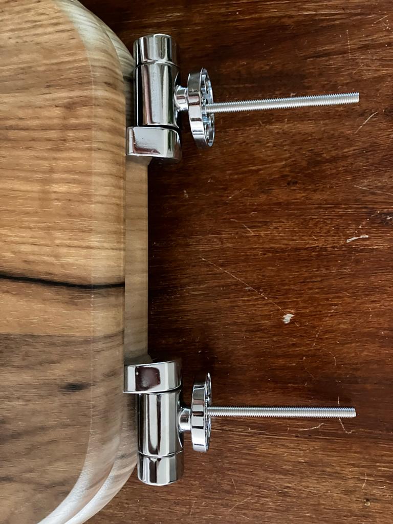 Houten toiletbril met chromen scharnieren, Doe-het-zelf en Verbouw, Ophalen of Verzenden, Nieuw, Toilet