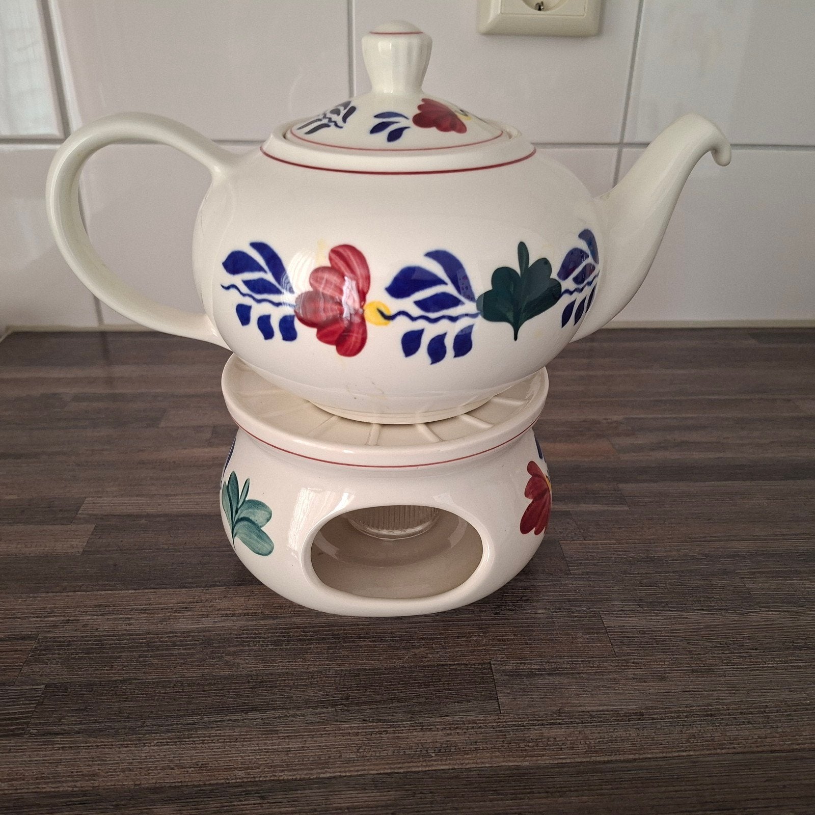 Boerenbont Theepot met theelicht, in goede staat, Ophalen, Zo goed als nieuw, Aardewerk, Overige typen