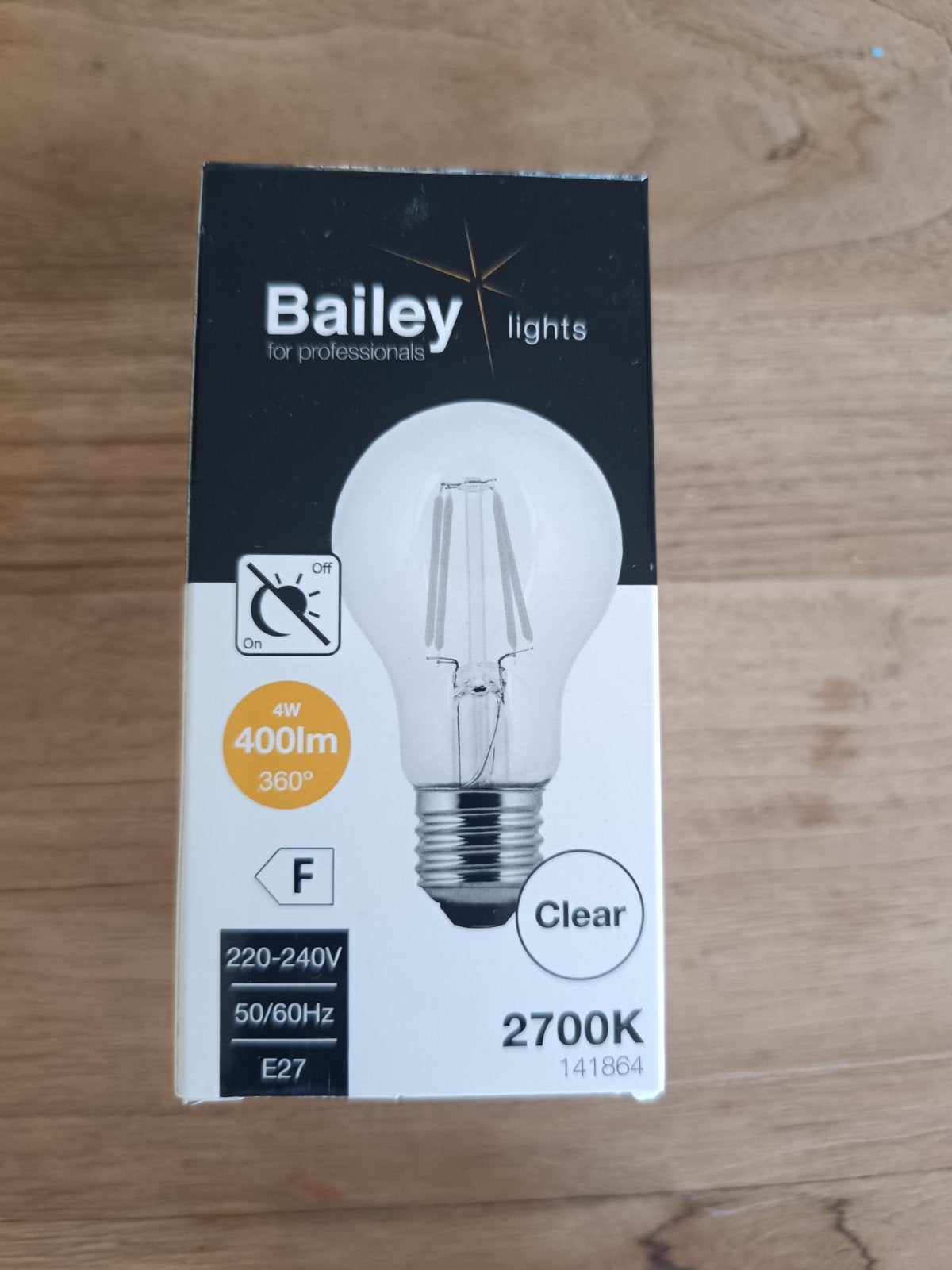 Nieuwe Bailey LED lamp E27 4W 400lm 2700K met sensor, Huis en Inrichting, Ophalen of Verzenden