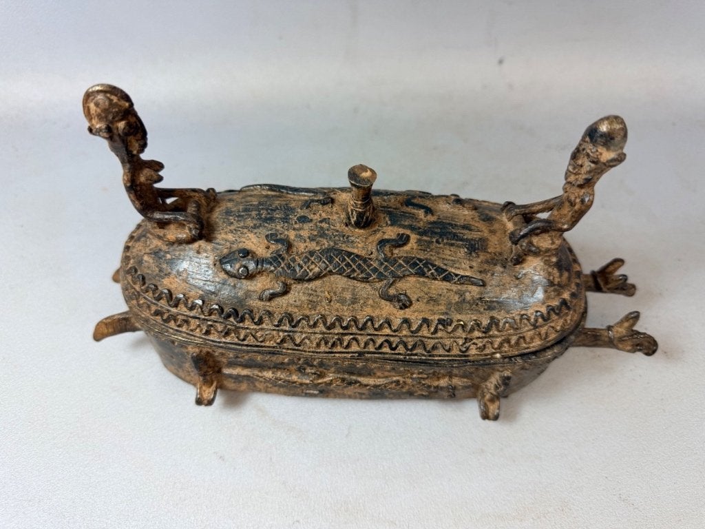 260922 Afrikaans Dogon bronze box - Mali, Ophalen of Verzenden