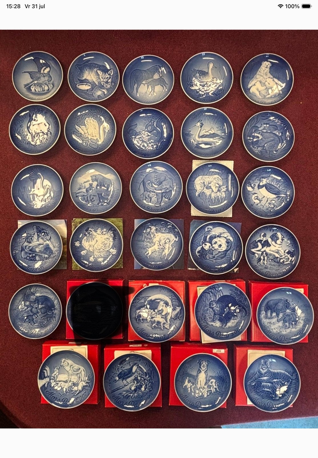 28 moederdag bordjes. Royal Copenhage, Antiek en Kunst, Ophalen of Verzenden