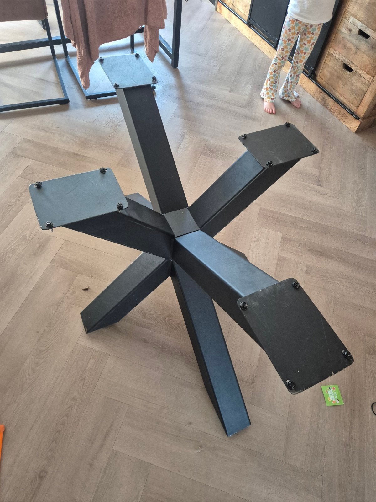 zwarte stalen tafelpoot matrix, Ophalen, Rechthoekig, 100 tot 150 cm, 50 tot 100 cm