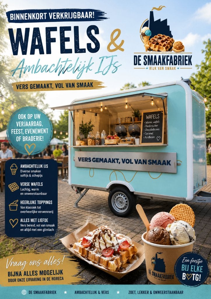 Verse wafels & ijs op locatie | De Smaakfabriek, Ophalen of Verzenden, Nieuw