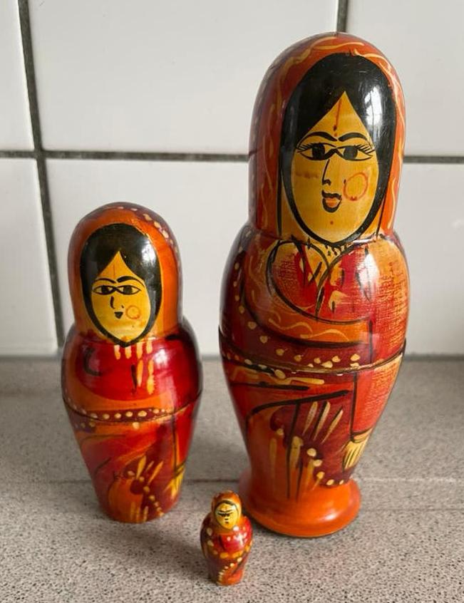 Matroesjka Baboesjka poppen hout India Sari, Ophalen of Verzenden