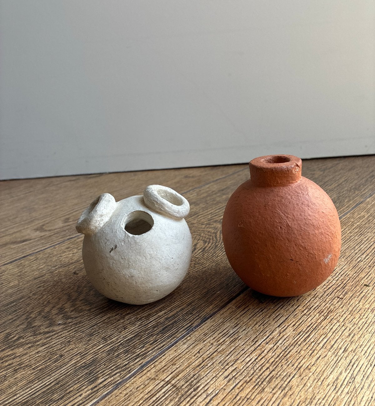 Handgemaakte klei potjes/vaasjes - unieke decoratie, Gebruikt, Handgemaakt, Meerkleurig, Ophalen of Verzenden