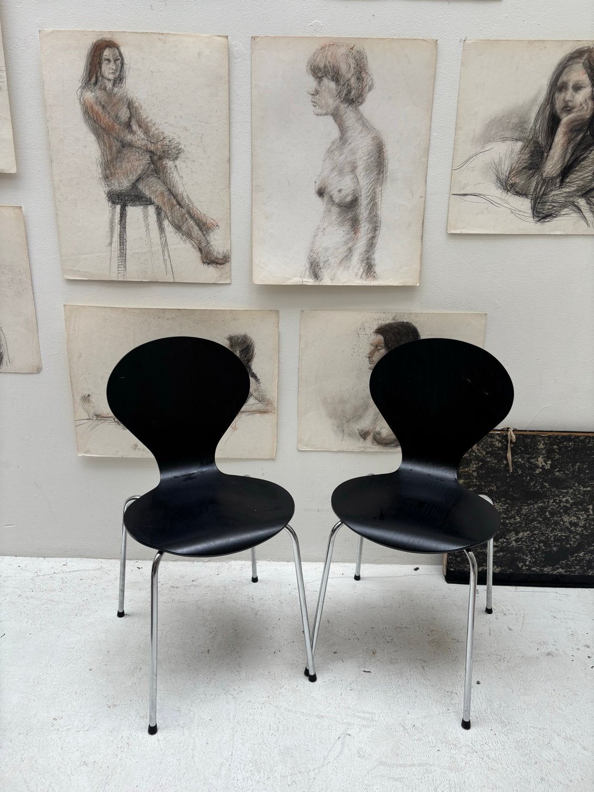 Set van 2 Danerka stoelen - Zwart met chromen onderstel, Ophalen, Gebruikt, Twee, Zwart