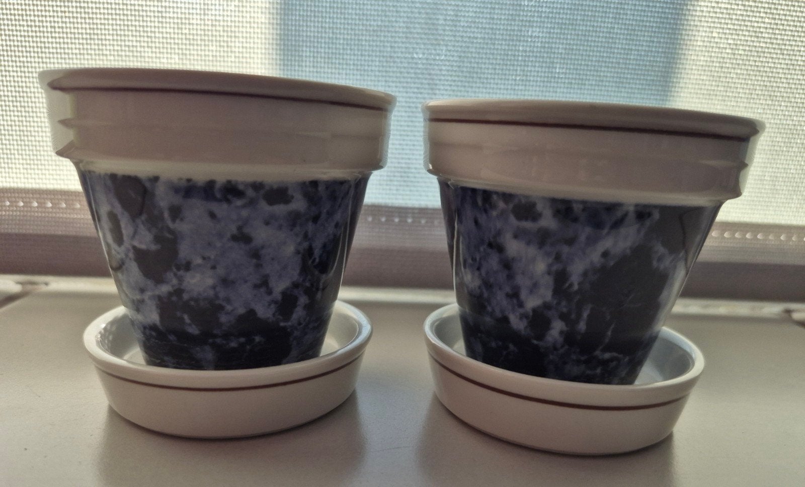 Villeroy & Boch Bloempotjes met Schotel - 2 stuks, Ophalen