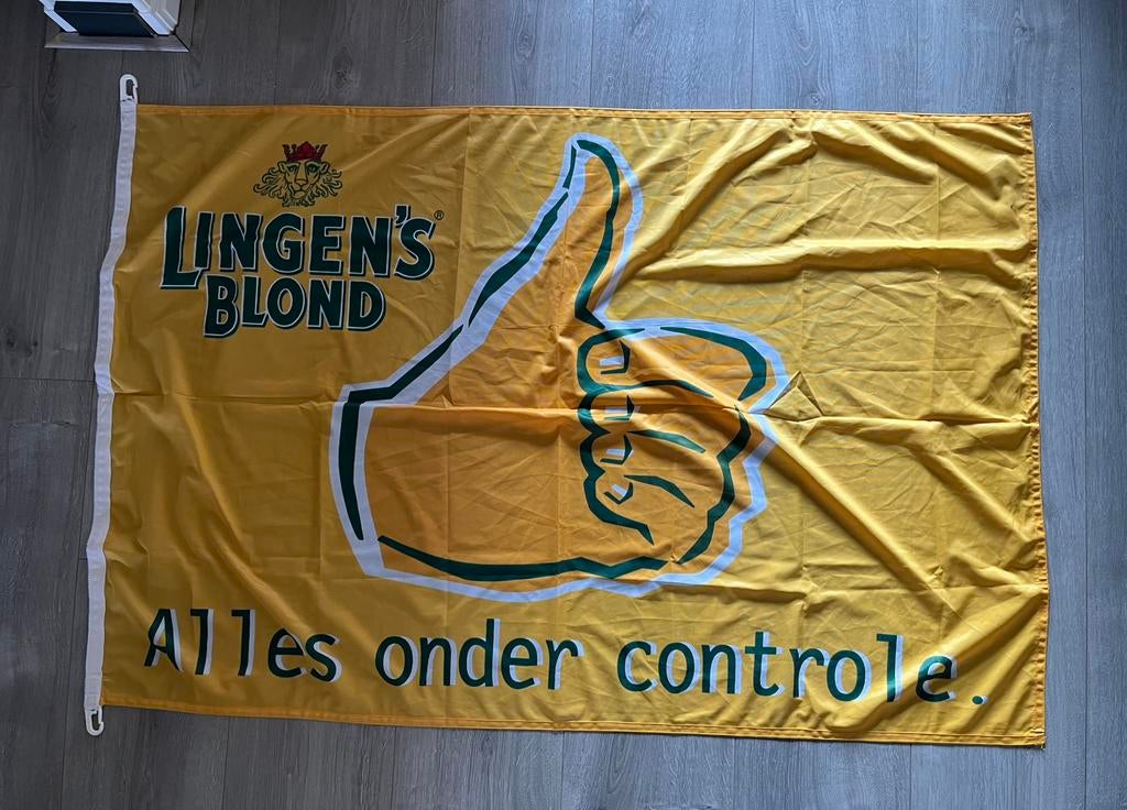 Lingen’s Blond Bier Vlag Alles Onder Controle Duim Okay, Verzamelen, Ophalen of Verzenden, Nieuw, Overige typen, Overige merken