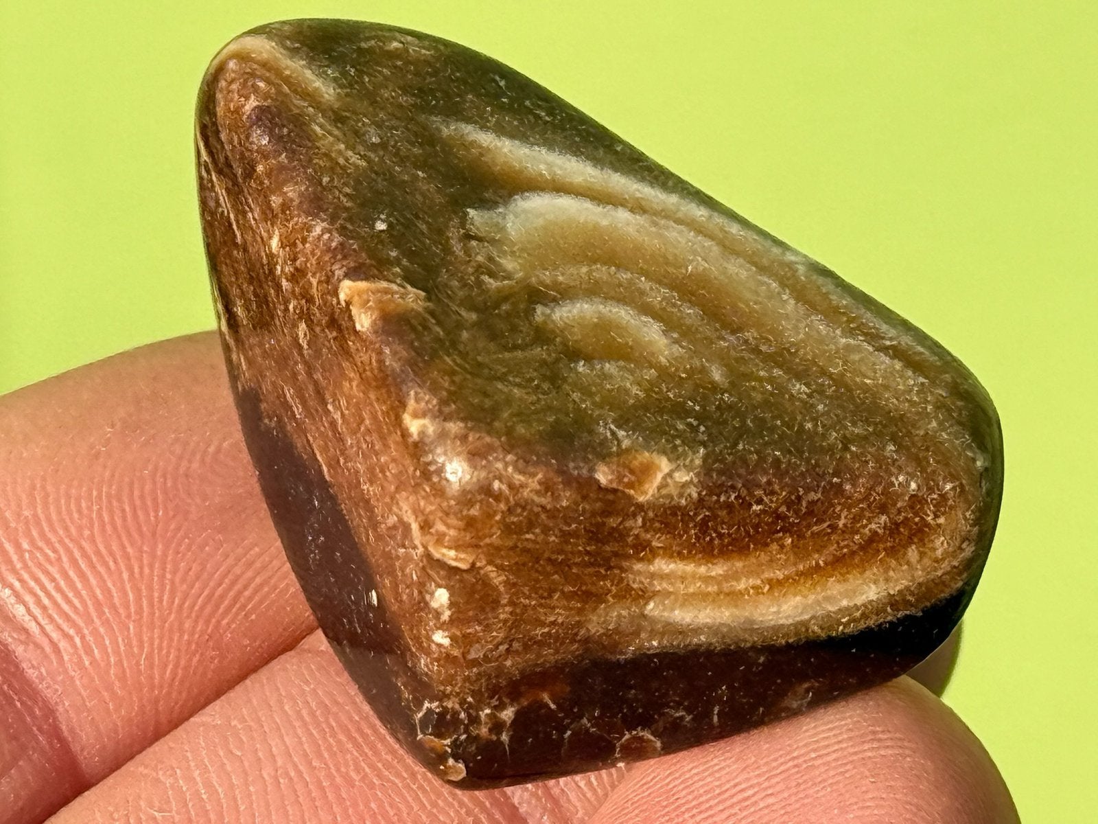Chocolade calciet broekzaksteen trommelsteen, Ophalen of Verzenden, Mineraal