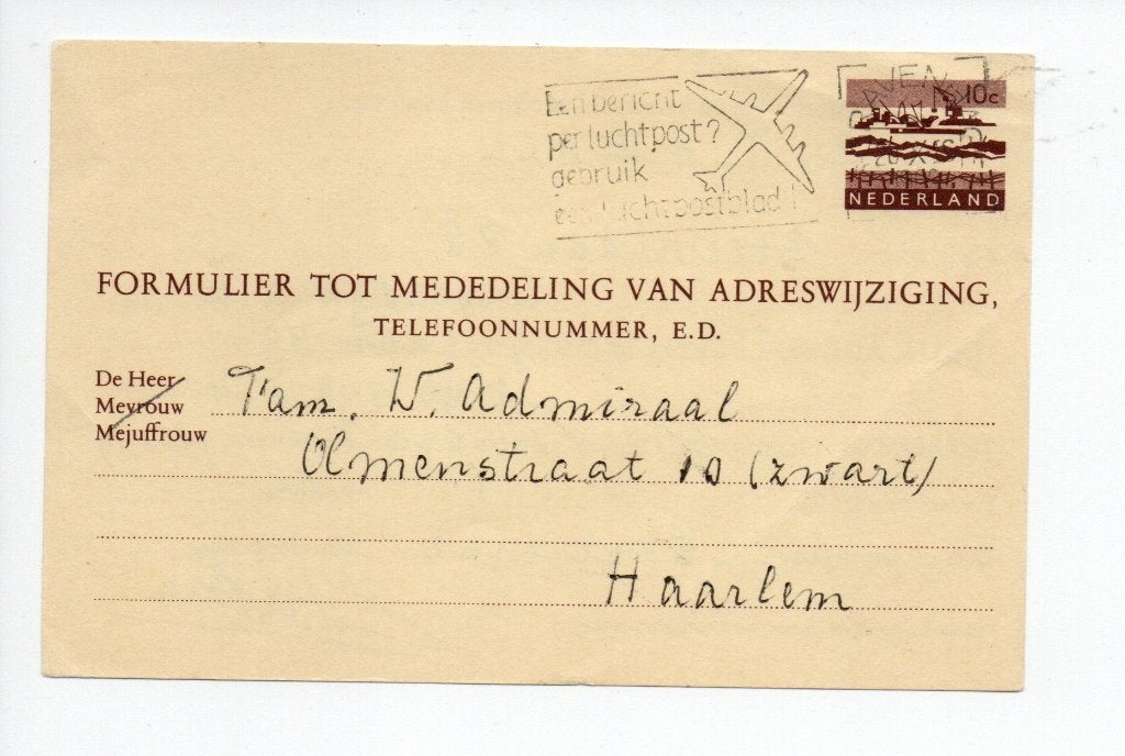 Postwaardestuk - Adreswijziging. Geuzendam 31, Postzegels en Munten, Ophalen of Verzenden, Overige typen