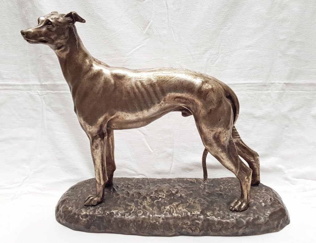 Bronzen Windhond - Art Deco - Suzanna Bizar., Antiek en Kunst, Zilver, Art deco, Gemerkt, Ophalen of Verzenden