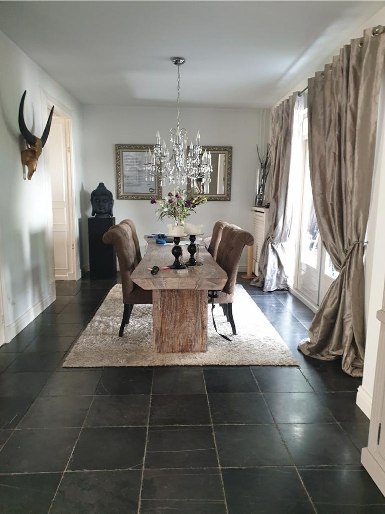 Eettafel halve boomstam tafel, Gebruikt, Rustiek, Robuust, 200 cm of meer, Vijf personen of meer