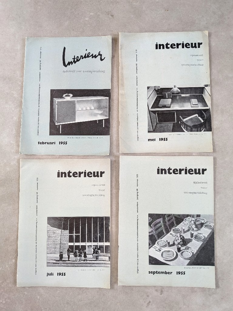 4 x vintage: Interieur, tijdschrift voor woninginrichting, Ophalen of Verzenden, 1940 tot 1960, Nederland, Tijdschrift