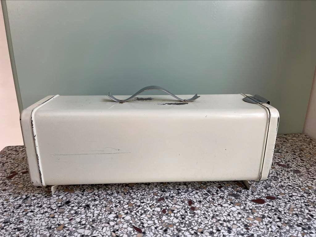 Leuk vintage beige ontbijtkoekblik trommel + snijplank, Ophalen of Verzenden, Gebruikt, Overige