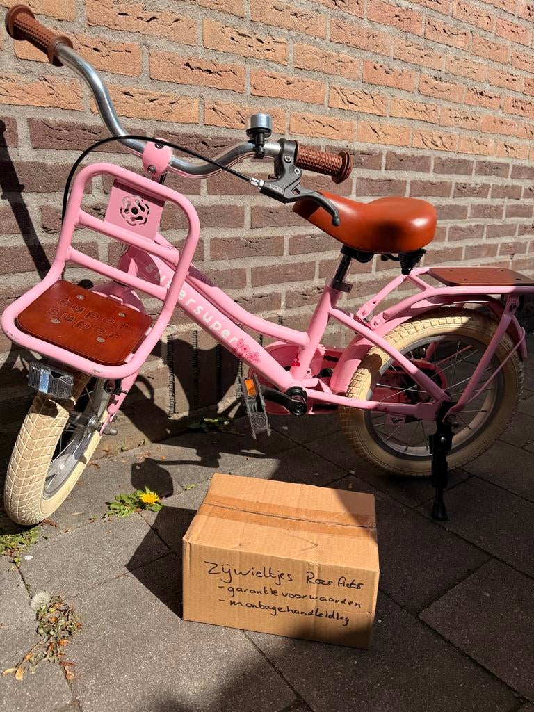 SuperSuper Cooper Bamboo 16 inch Meisjesfiets Roze (Gebruikt, Ophalen, Gebruikt, 16 tot 20 inch, Zijwieltjes
