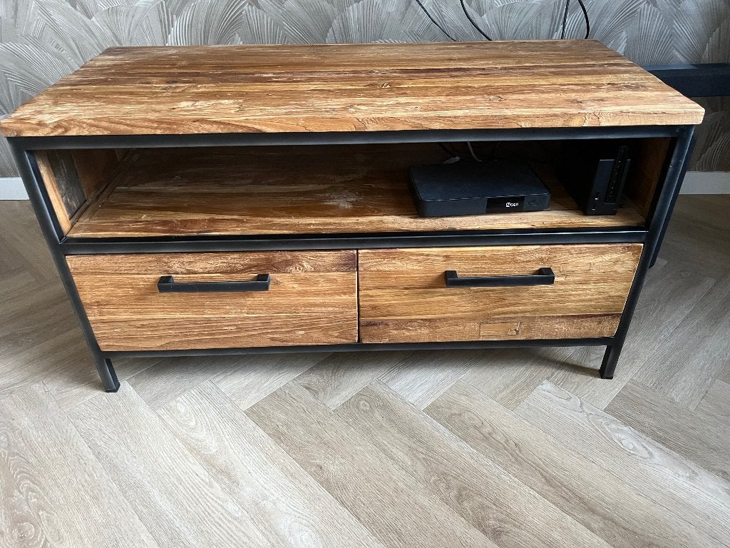 Tv dressoir romaro, Ophalen, Teakhout, 50 tot 100 cm, Zo goed als nieuw