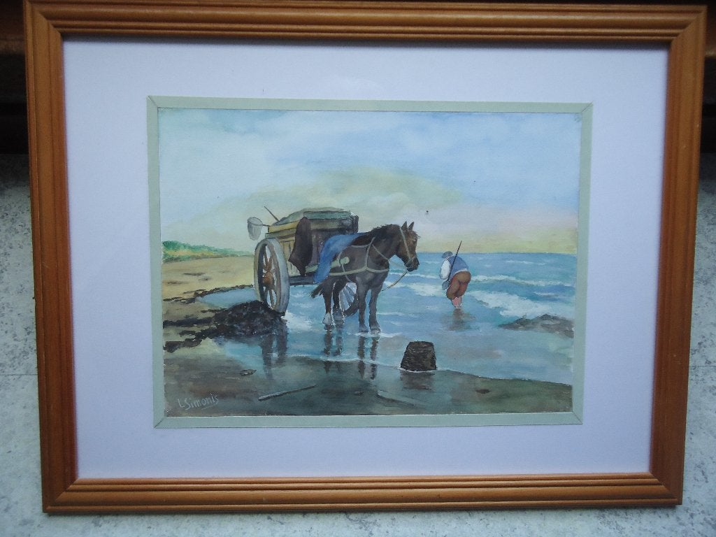 Strandgezicht Schelpenvisser Scheveningen door L. Simonis, Maritiem / water, Nederlandse school, Verzenden, Bijzondere lijst