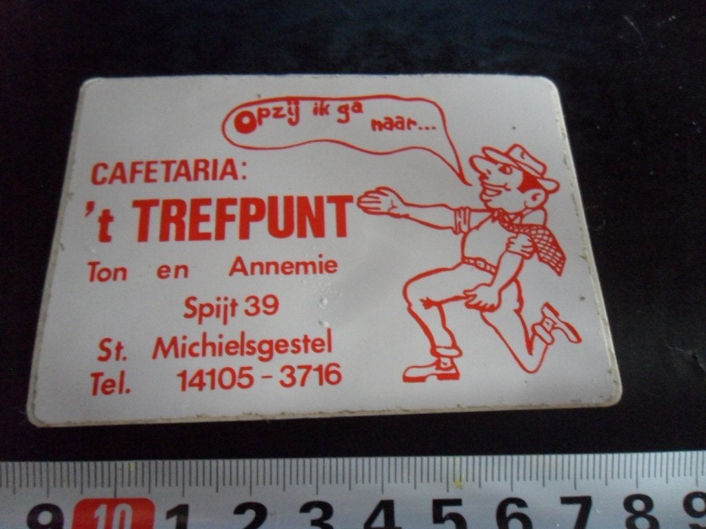 sticker st michielsgestel cafetaria 'T TREFPUNT ton annemie, Verzamelen, Ophalen, Zo goed als nieuw