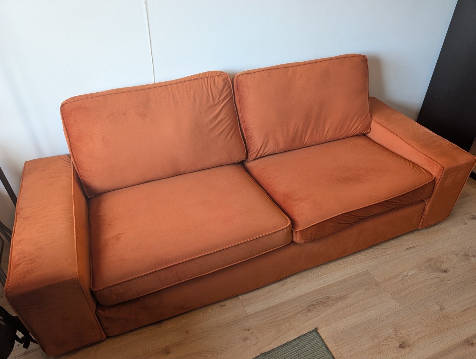 Ikea kivik  bank - 2 persoons fluweel oranje!, Ophalen, Gebruikt, 150 tot 200 cm, Tweepersoons